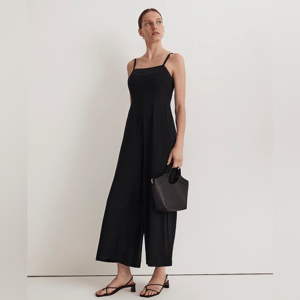 Madewell Square-Neck Wide-Leg Sleeveless Jumpsuit in black Size 10 NWT